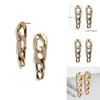 Luxurious Alloy Geometric Earrings For Women With Trendsetting Chain And Crystal Elements