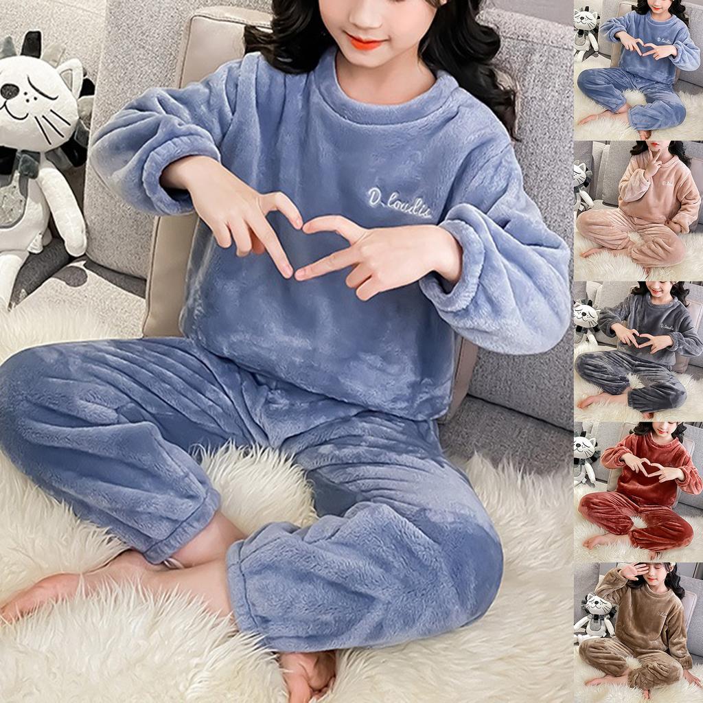 Children's Boys And Girls  Home Wear And Pajamas Long-sleeved Tops And Trousers Sets
