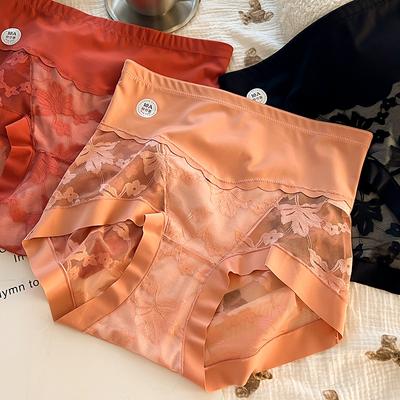 Taglie Forti Donna Sexy Puro Desiderio Pizzo Raso Traspirante Elasticizzato Cavallo Vita Alta Contenitivo Intimo