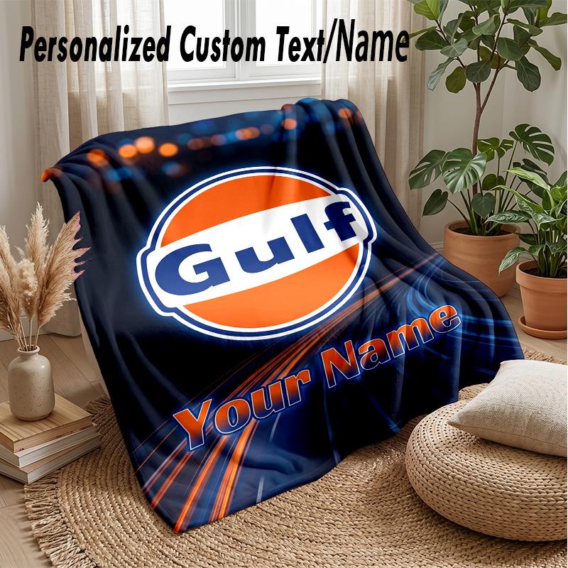 Coperta in Flanella Personalizzata Gulf Stampa il Tuo Nome Testo Morbida Calda Coperta Regalo di Festa