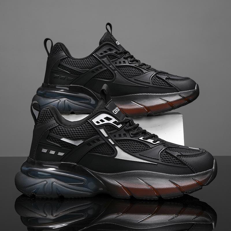 

Кроссовки мужские модные новые дышащие сетчатые толстые подошвы увеличивающие повседневные маленькие белые туфли подростковые туфли Дарта Вейдера для папы 44 чёрный