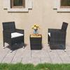 VidaXL Bistro Set 3 Pcs Garden Lounge Outdoor Furniture Set Patio Furniture Balcony Wicker Resin Black 3058362