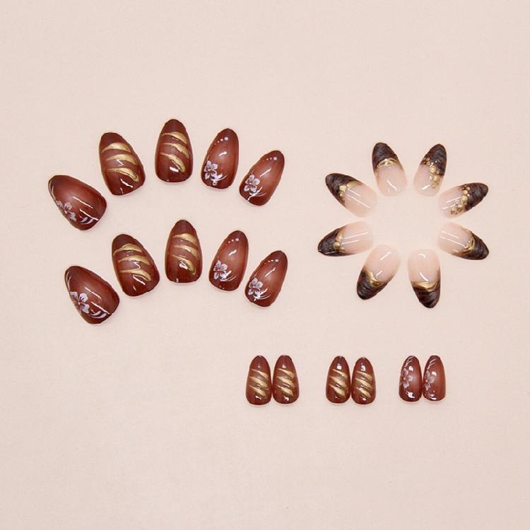 Textured 3D Zebras Pattern False Nail 24pcs Cats Eye Glitters Press On Nail Crystal Rhinestones French Style ABS