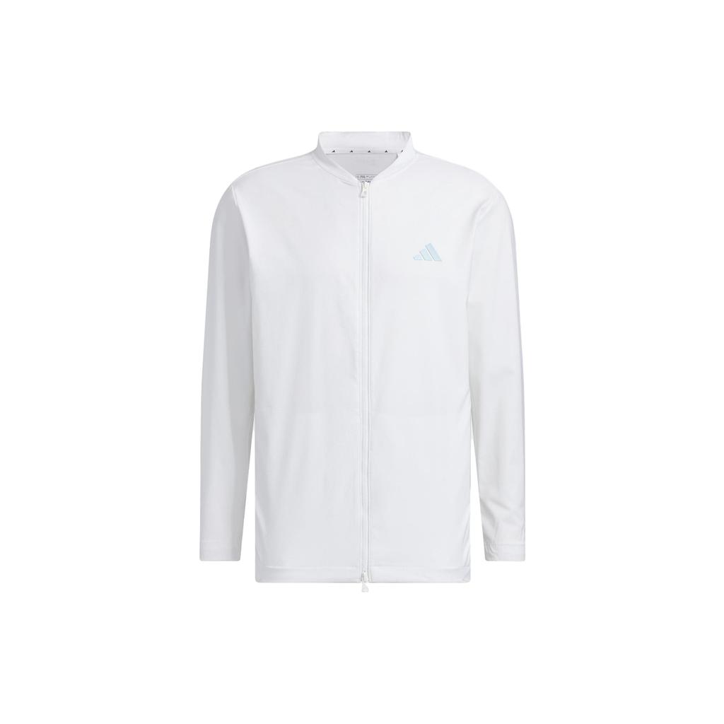Adidas SS23 Solid Color Zip-Up Fitness Top Men Tops White HS9995