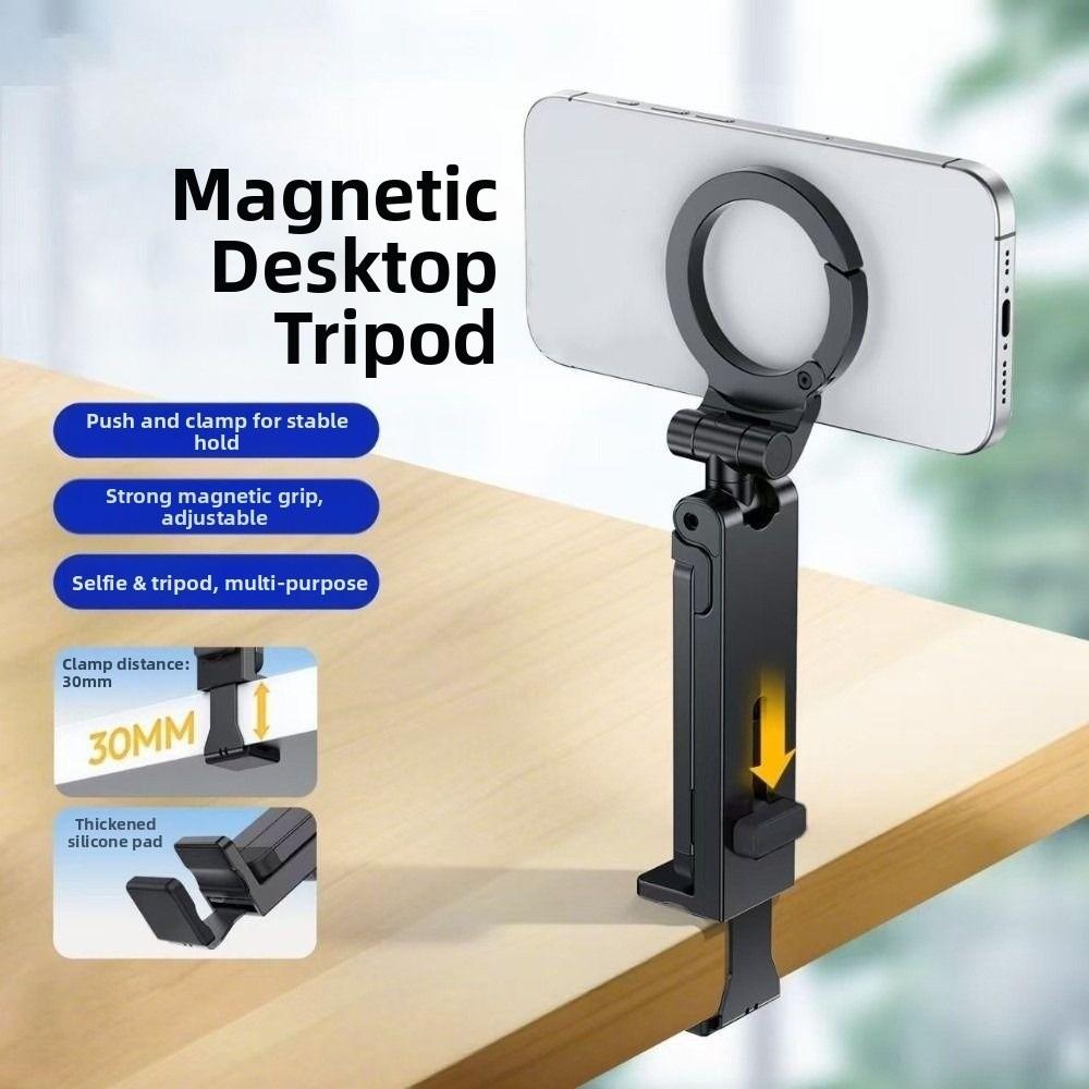 Adjustable Magnetic Phone Tripod Holder 360° Rotation Desktop Phone Bracket  for Home