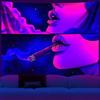 1pc Glow in the Dark Wall Art Tapestry - UV Reactive Black Peach Light Beige Velvet, Bohemian Aesthetic Bedroom & Living Room De