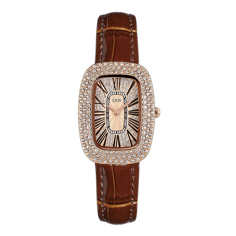 

Elegant Womens Quartz Watch With Genuine Leather Strap And Water Resistance For Fashionable Ladies