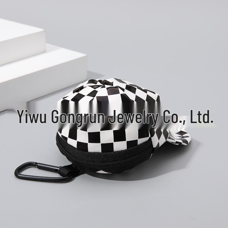 Trendige karierte Schiebermütze Kopfhörer- & Schlüsseltasche: Münzbörse, Make-up-Tasche, Herren-Accessoire, Anhänger