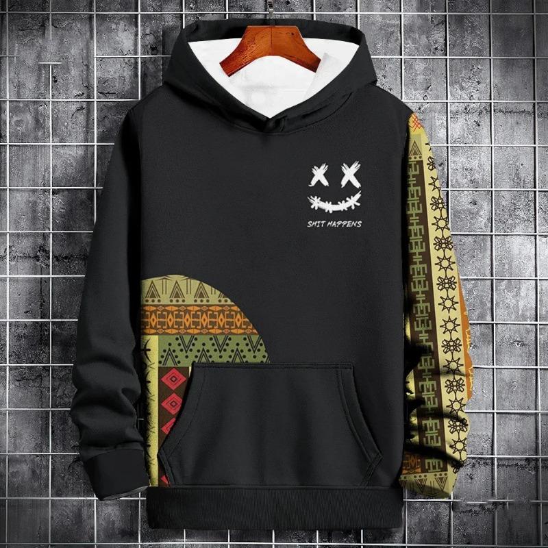 Neues Herren-Kapuzensweatshirt Smile Color Block Muster 3D-Druck Frühling und Herbst Neutral Mode Hip Hop Oversized Hoodie Tops