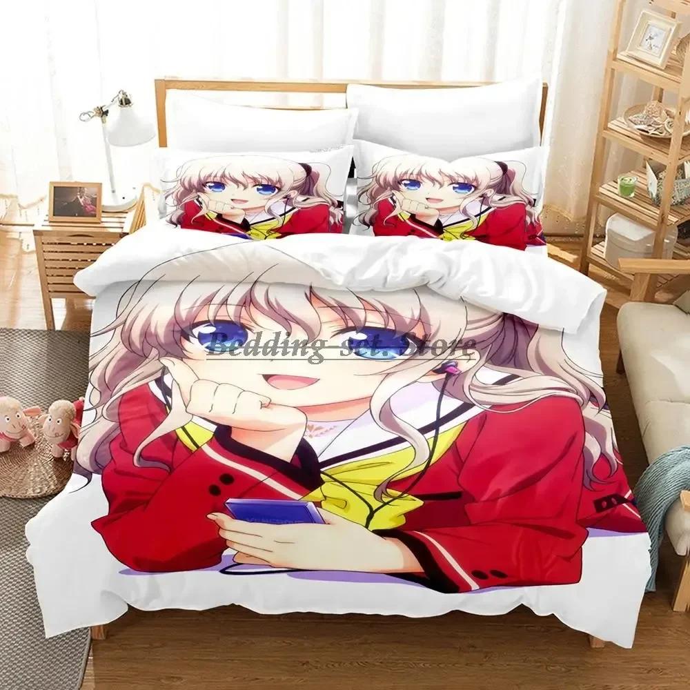 Anime Charlotte Bedding Set Single Twin Full Queen King Size Bed Set Aldult Kid Bedroom Duvetcover Set Kawaii Bed Sheet