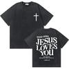 Gewaschenes Vintage Christian Jesus Grafik T-Shirt für Herren Hohe Qualität Baumwolle T-Shirts Herren Hip Hop Gothic Oversized T-Shirt Streetwear