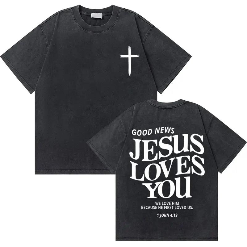 

Washed Vintage Christian Jesus Christ Fitness Gym Tshirt Men Women Casual Cotton Oversized T Shirts Mens Fashion Streetwear S