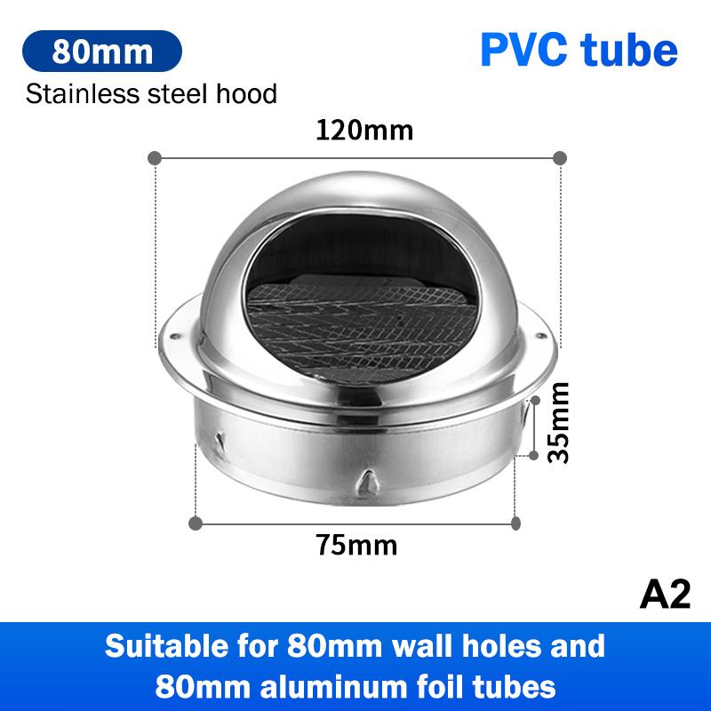 Wall Mount Exhaust Vent Cover 304  for 60mm 150mm Pipe Durable Outdoor Air Grille for Kitchen Workshop