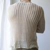 Men Mesh Top See Through Long Sleeves Round Neck Hollow-out Sexy Dress Up Polyester Men Bottoming Shirt Knitted Mesh Top Clothing for Male