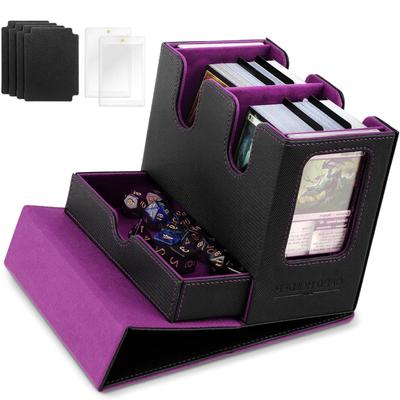 Deck Card Storage Trading Card Storage Holds 200 Includes 4 2 Magnetic and 2 Display Compatible with Masters Card Sleeves Purple Case, Case, Box, Box,