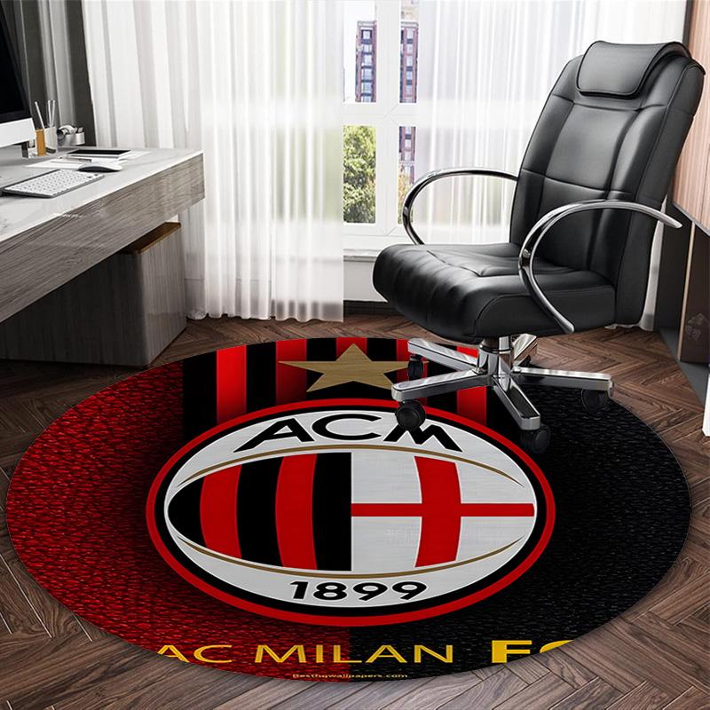1pc Football Team (7) Print Round Carpet Chair Round Carpet Suitable for Bedroom Living Room Home Decorative Carpet