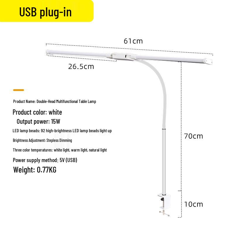Doppelkopf LED Schreibtischlampe mit Augenschutz für Studium & Büro