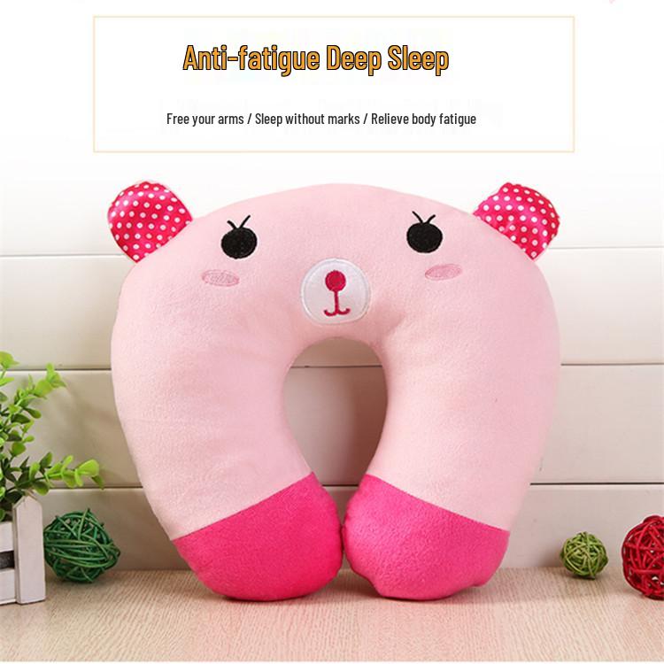 Cute Cartoon Neck Pillow for Travel - U-Shaped Cervical Support for Airplane & Train Nap