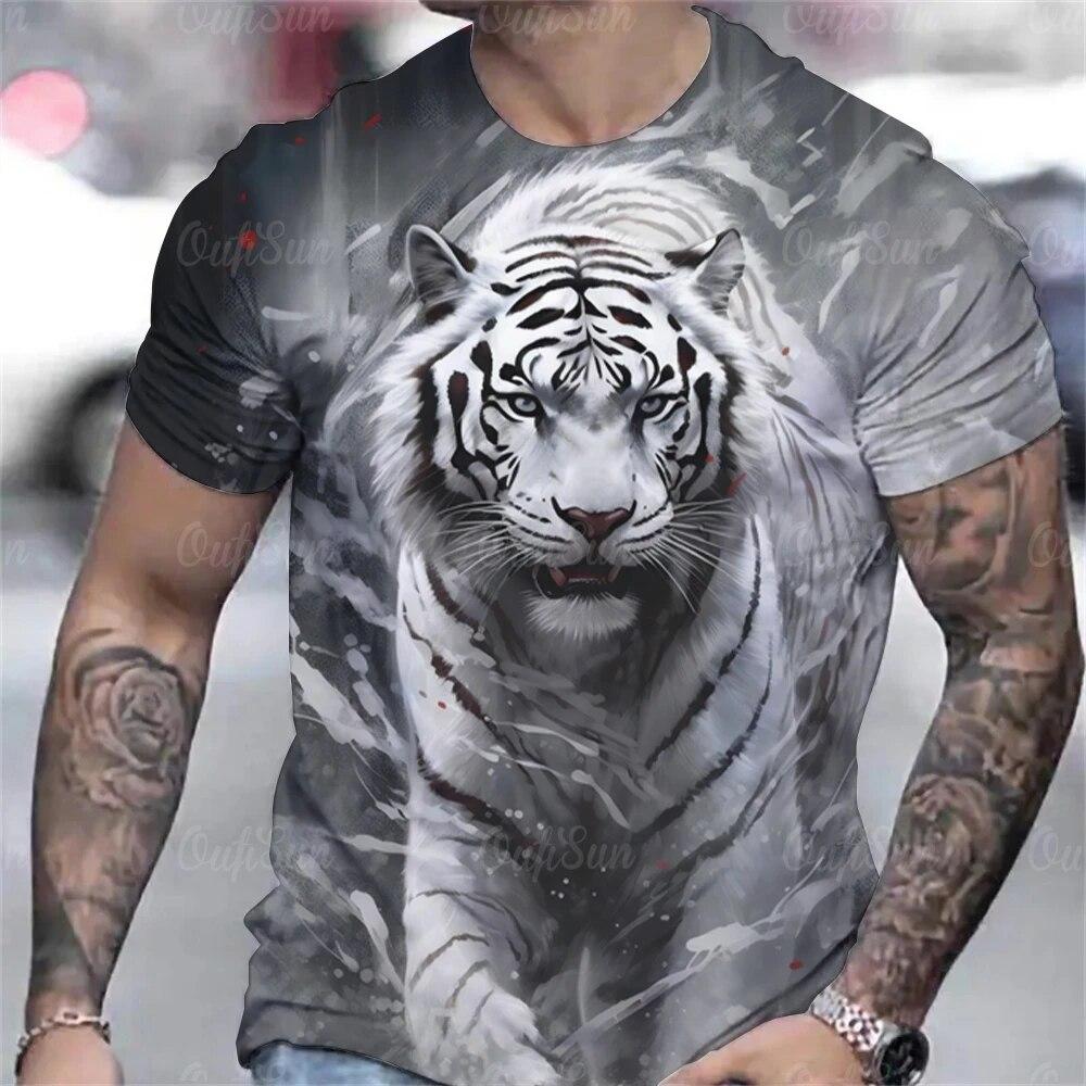 Neue Sommer Herrenmode T-Shirt Persönlichkeit Tiger gedruckt Herren T-Shirt Top