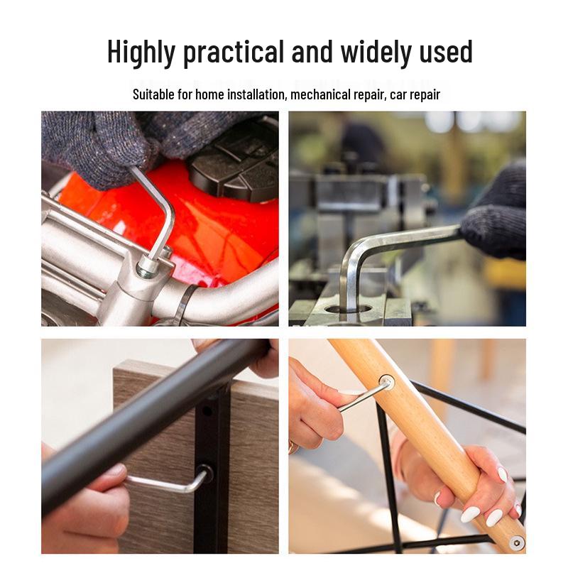Hex Wrench Set: Multi-Purpose Repair Tool with Flat Head, Set Screw, Hanging Bag, and Spring Ring.