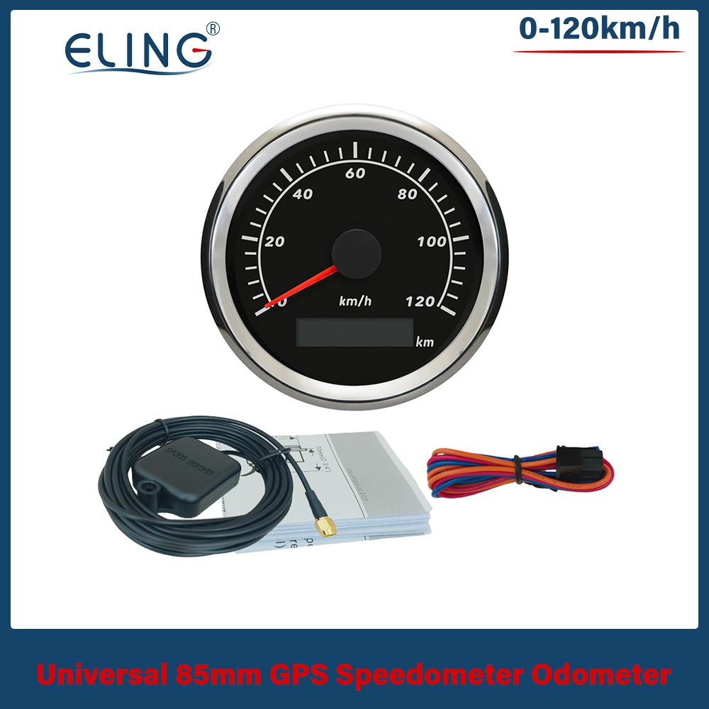 ELING 85mm GPS Speedometer Gauge 0-120km/h 0-160km/h 0-200km/h 0-300km/h for Car Truck Boat with Red Backlight With GPS Antenna 120K BS
