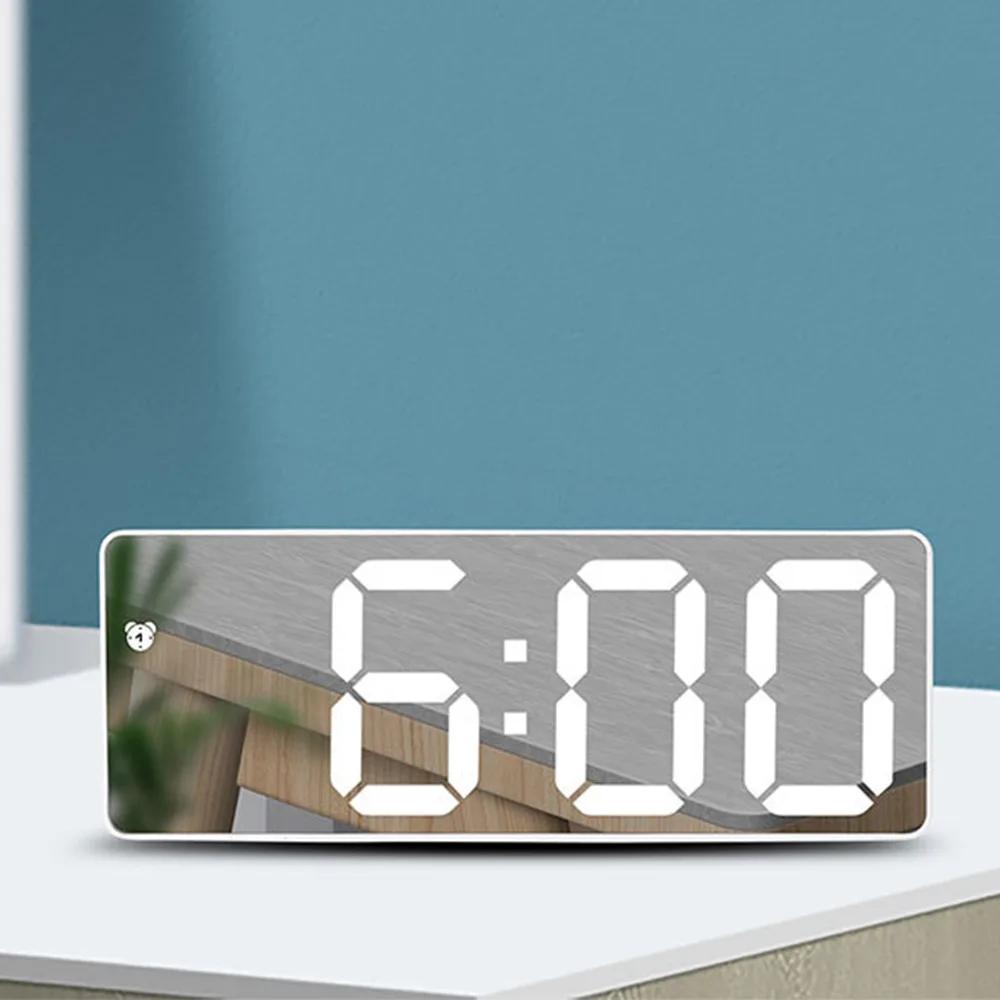 Led Digital Alarm Clock Led Night Mode Control Watches Table Decorations Chargeable Snooze Electronic Voice Music Home Wall Desk