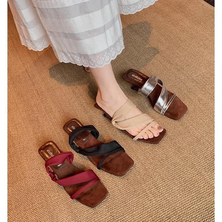 Sandály na klínku Grape Mom Style 5,5 cm s hranatou špičkou peep toe a jedním páskem pro ženy