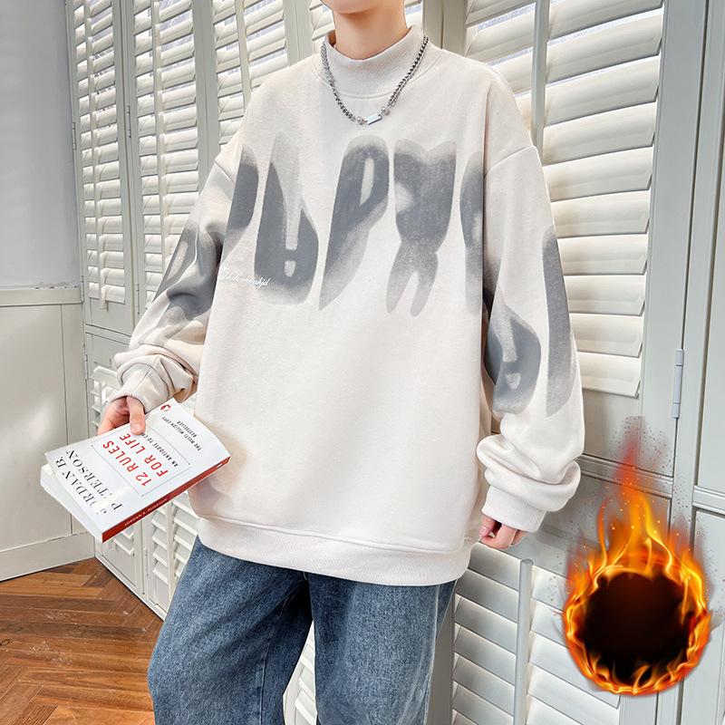 

Осенне-зимний свитшот плюс бархат утолщенный с полувысоким воротником корейский топ для молодежи модный свободный базовый свитер 15 большая детская куртка 4XL