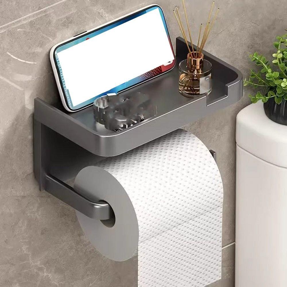 Plastic Toilet Paper Holder Wall Mounted Storage Shelf Large Toilet Paper Box  Phone Stand