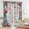 2pcs,Curtains Christmas Candy Cane Ornaments Snow (3) Pattern Popular Curtains Versatile 100% Polyester Curtains Thermal
