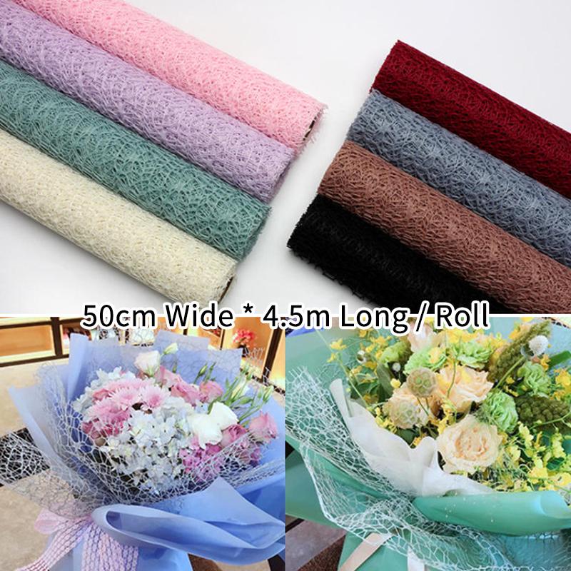 50Cm*4.5M/Roll Flower Wrapping Mesh Paper Iregular Hollow Net Wrapper Floral Bouquet Paper Fresh Flower Florist Packaging Sheet