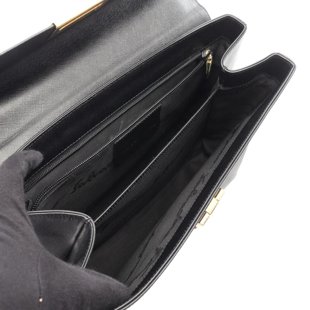 Used Salvatore Ferragamo Gancini Handbag 21 8791 leather Black Used Women