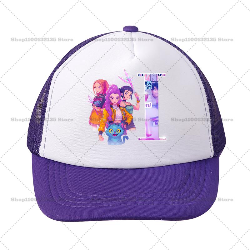 Kpop Demon Hunters Girl Baseball Cap Kawaii Sun Hat Parent Child Couple Casual Outdoor Hats Peaked Birthday Gift 26letters Round Sensory Compression