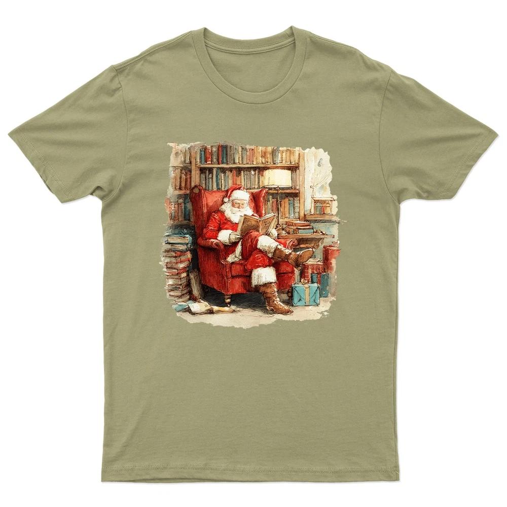 Santa Reading Book Christmas TShirt Unisex Gift Retro Seasonal Funny Xmas