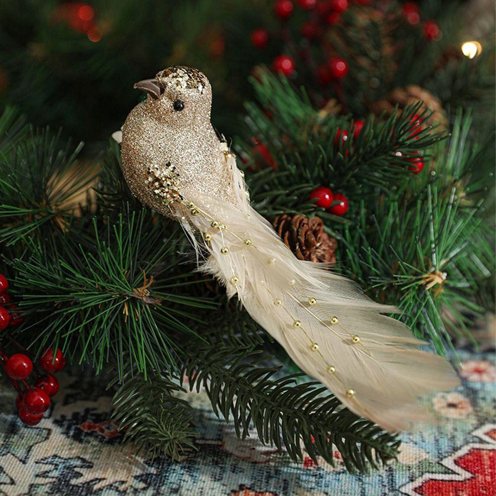 Realistic Simulated White Bird Pendant Artificial Christmas Tree Decoration  Holiday Festival Decor