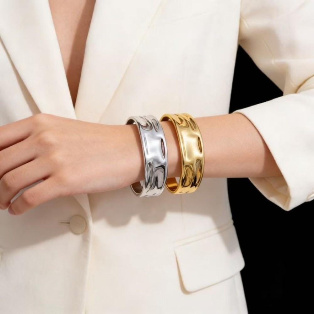 Gold Silver Color Open Cuff Bracelets Punk Metal Bracelets New Geometric Bangles Gifts