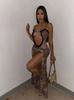 Summer Black Sheer Mesh Beach Dress Women Elegant Sexy Lace-Up Cardigan Slim Maxi Dress Long Sleeve Holidays Party Dresses G0Ea