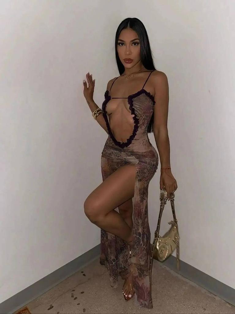 Summer Black Sheer Mesh Beach Dress Women Elegant Sexy Lace-Up Cardigan Slim Maxi Dress Long Sleeve Holidays Party Dresses G0Ea
