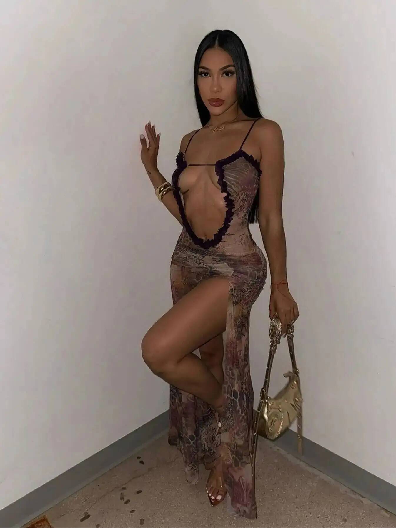 Zomer Zwart Doorzichtig Mesh Strandjurk Dames Elegant Sexy Vetersluiting Vest Slank Maxi Jurk Lange Mouw Vakantie Feestjurken G0Ea M gray