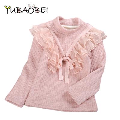 Mädchenblusen, weiße Baby-Kleidung, Kinderkleidung, Schuluniform, Mädchenbluse, Baumwolle, Kinder-Spitzenhemd, Plüsch, dickes warmes Oberteil, Blusen