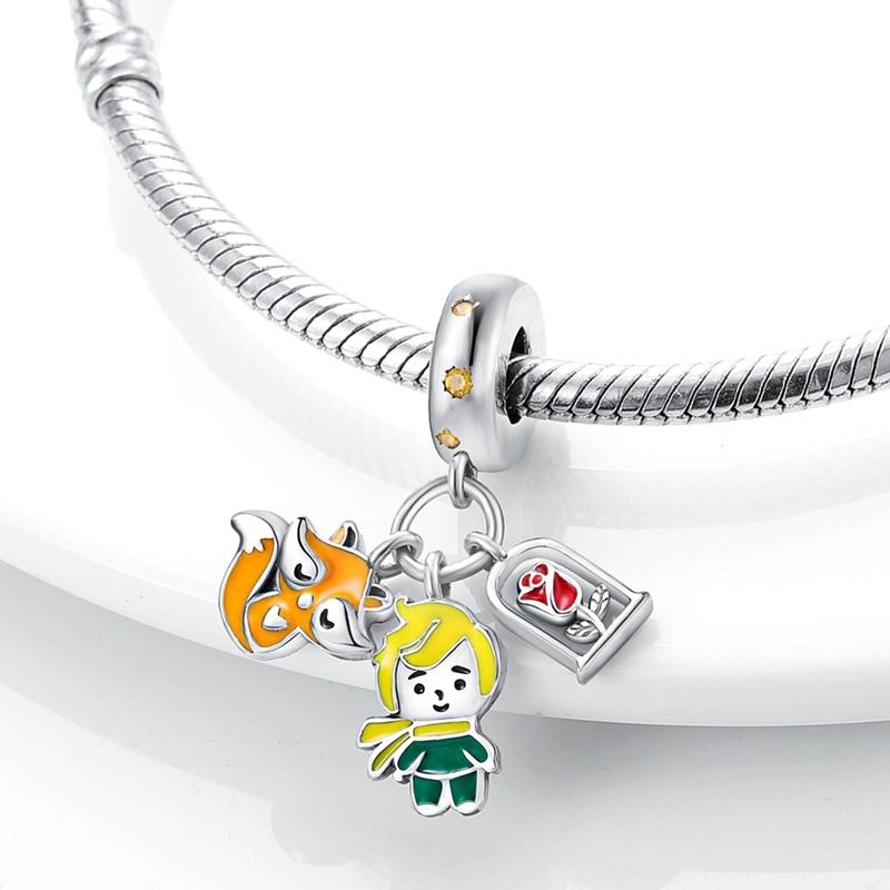 Copper Fairy Tale Little Boy Fox Rose Flower Frog Prince Charm Fit Mula Bracelet Beads Women Jewelry Making