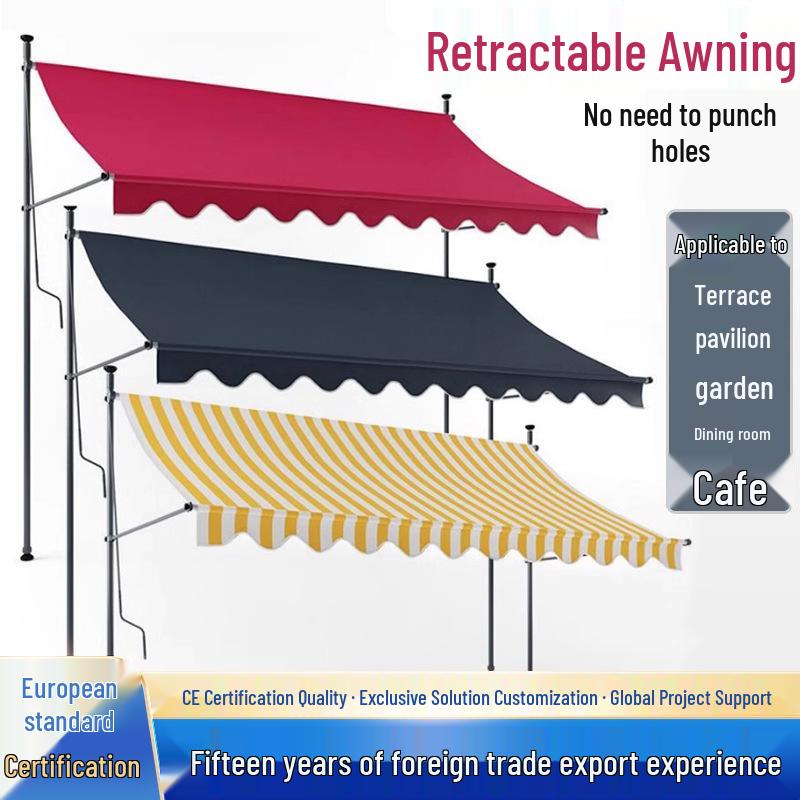 Portable Hand-Crank Sun Shade Tent for Outdoor, Courtyard, Shopfront, Terrace, and Balcony