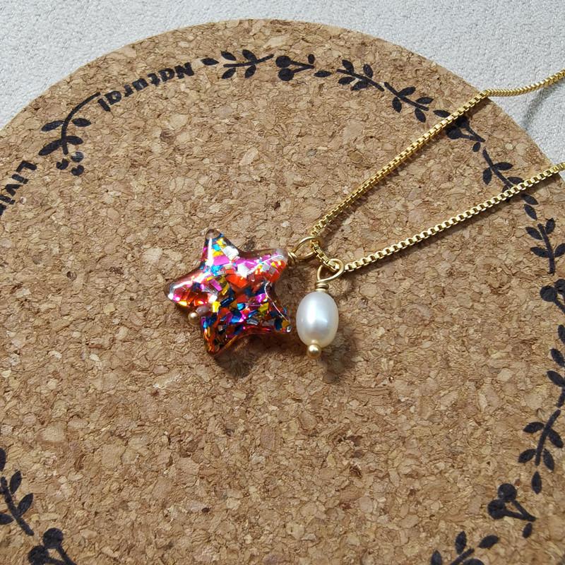 

Minimalist Light Luxury Pearl & Star Pendant Necklace - Christmas Gift for Women золотой