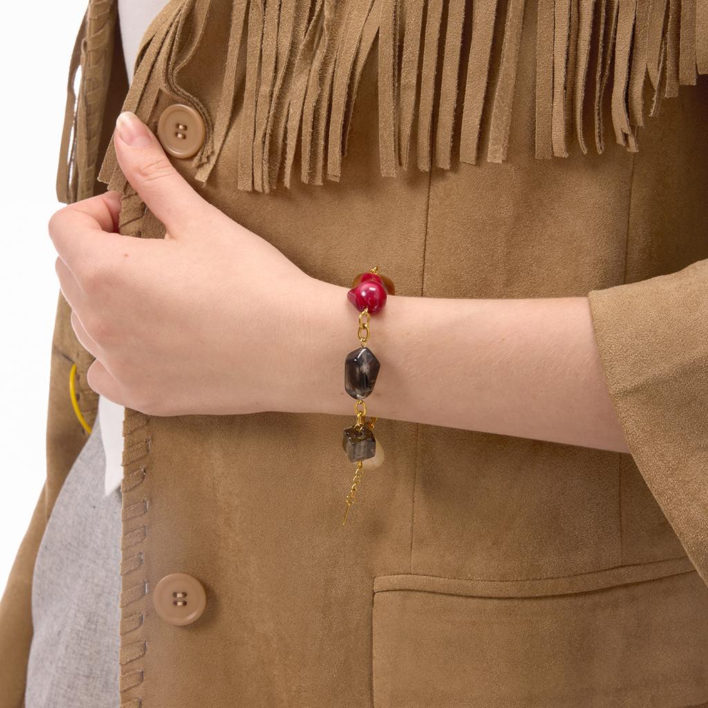 Youthway Multicolor Resin Bracelet For Women Minimalist  Gold Plated Stainless Steel Bracelet Simple Fashion Jewelry Gift