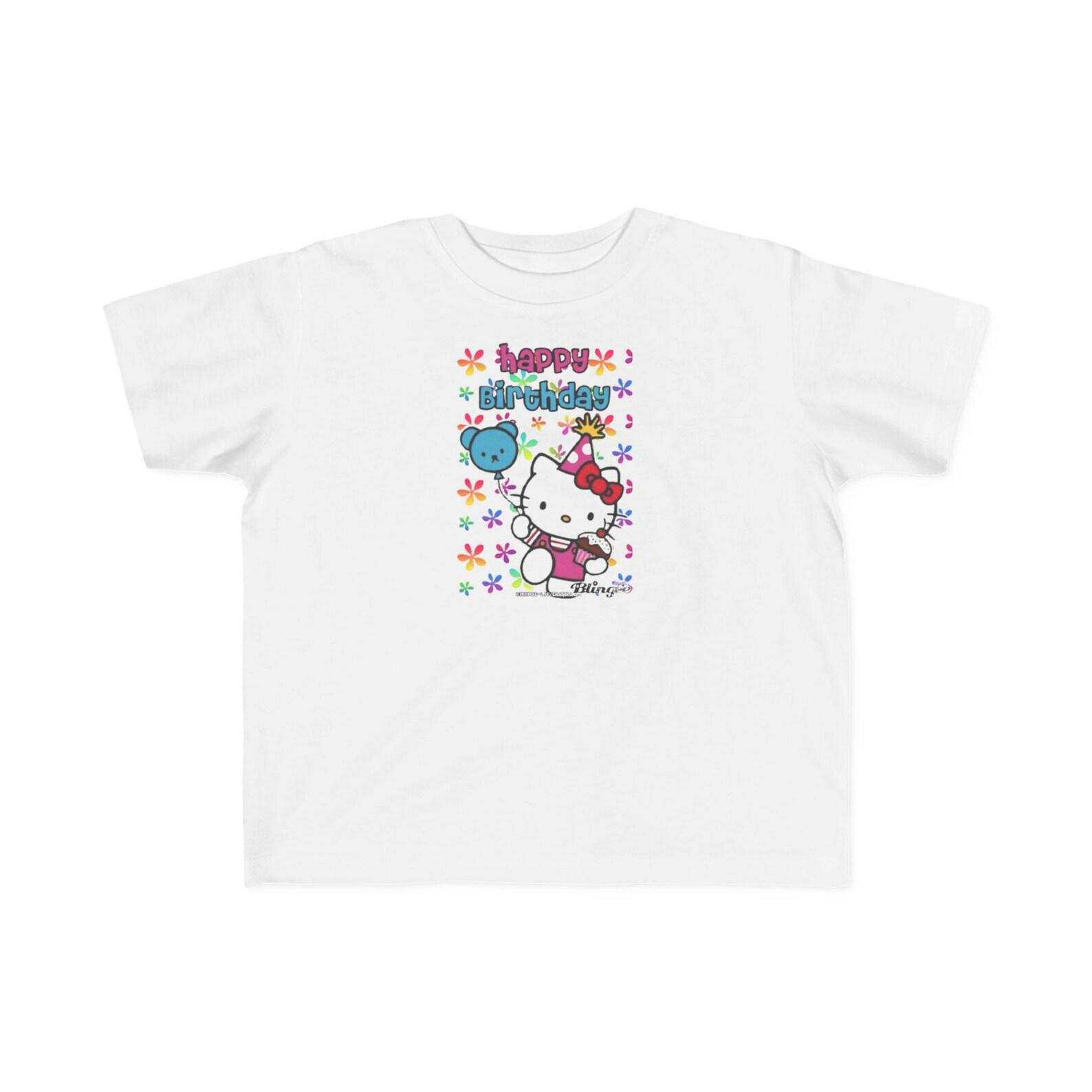 Hello Kitty Birthday Toddler Tee | Happy Birthday Cat, Balloons, Floral 130