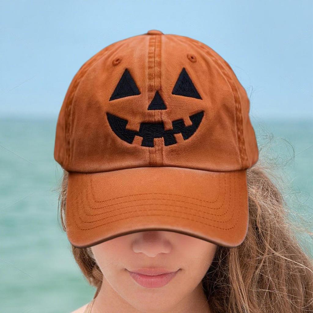 Halloween Pumpkin Hat Running Hats Pumpkin Face Trendy Headwear for Outdoor Camping Travel Halloween Parties Fishing Beach