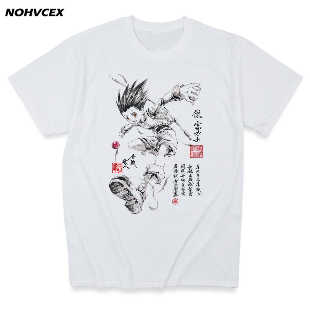 Hunter X Hunter Men Short Sleeve T Shirt Crew Neck Cotton Anime Manga Tee Clothes