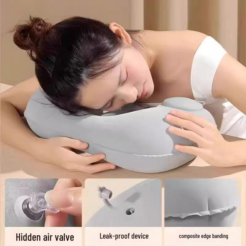 Compact Inflatable U-Shaped Neck Pillow for Travel and Sleep