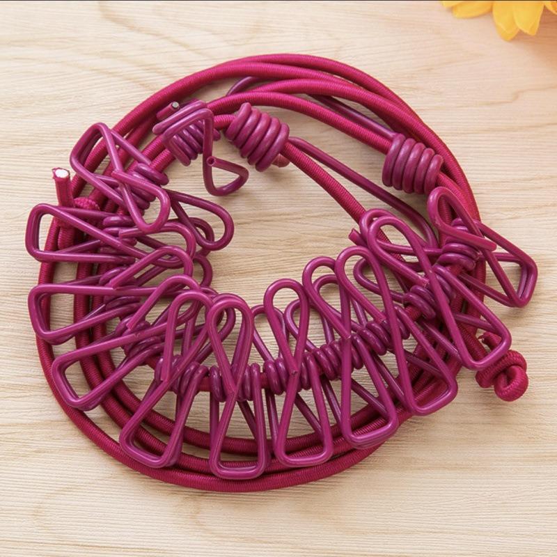 Portable Clothes Line with 12 Clips Multi - Function Extendable Clothesline Rope Tender Clothes Outside