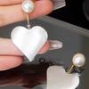 S925 Sterling Silver Exaggerated Heart Pearl Stud Earrings - High-End Unique Style Jewelry
